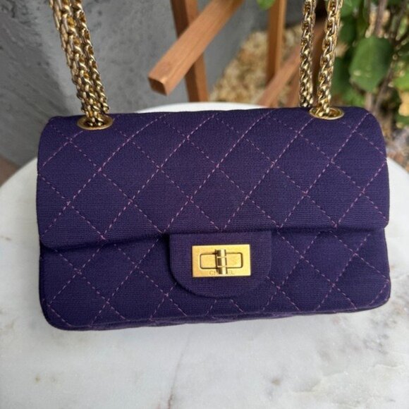 Chanel Reissue 2.55 Flap Bag Quilted Jersey 224 Double Flap Crossbody - Picture 3 of 14